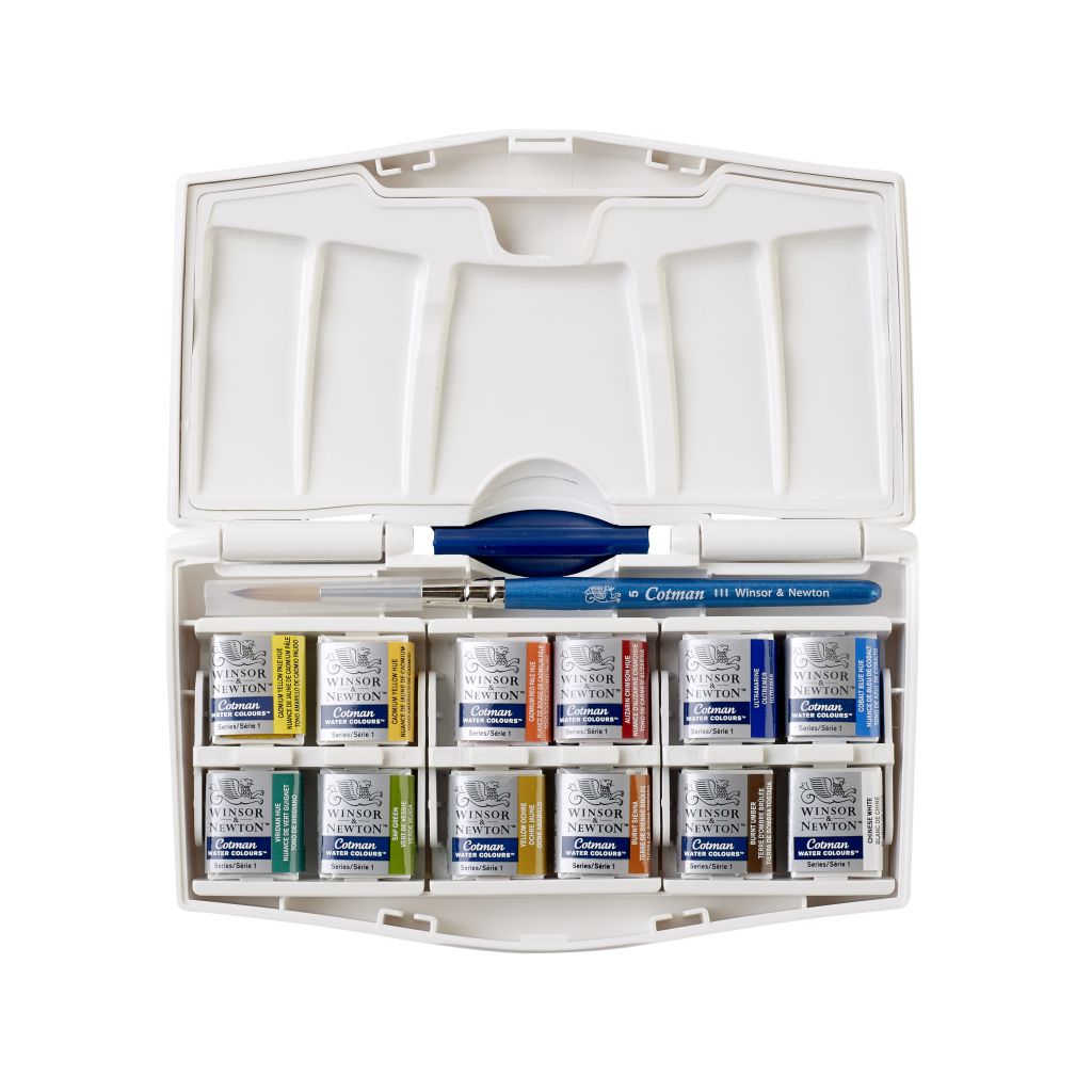 Winsor & Newton Cotman Pocket Plus Watercolour Set 12 Half Pans