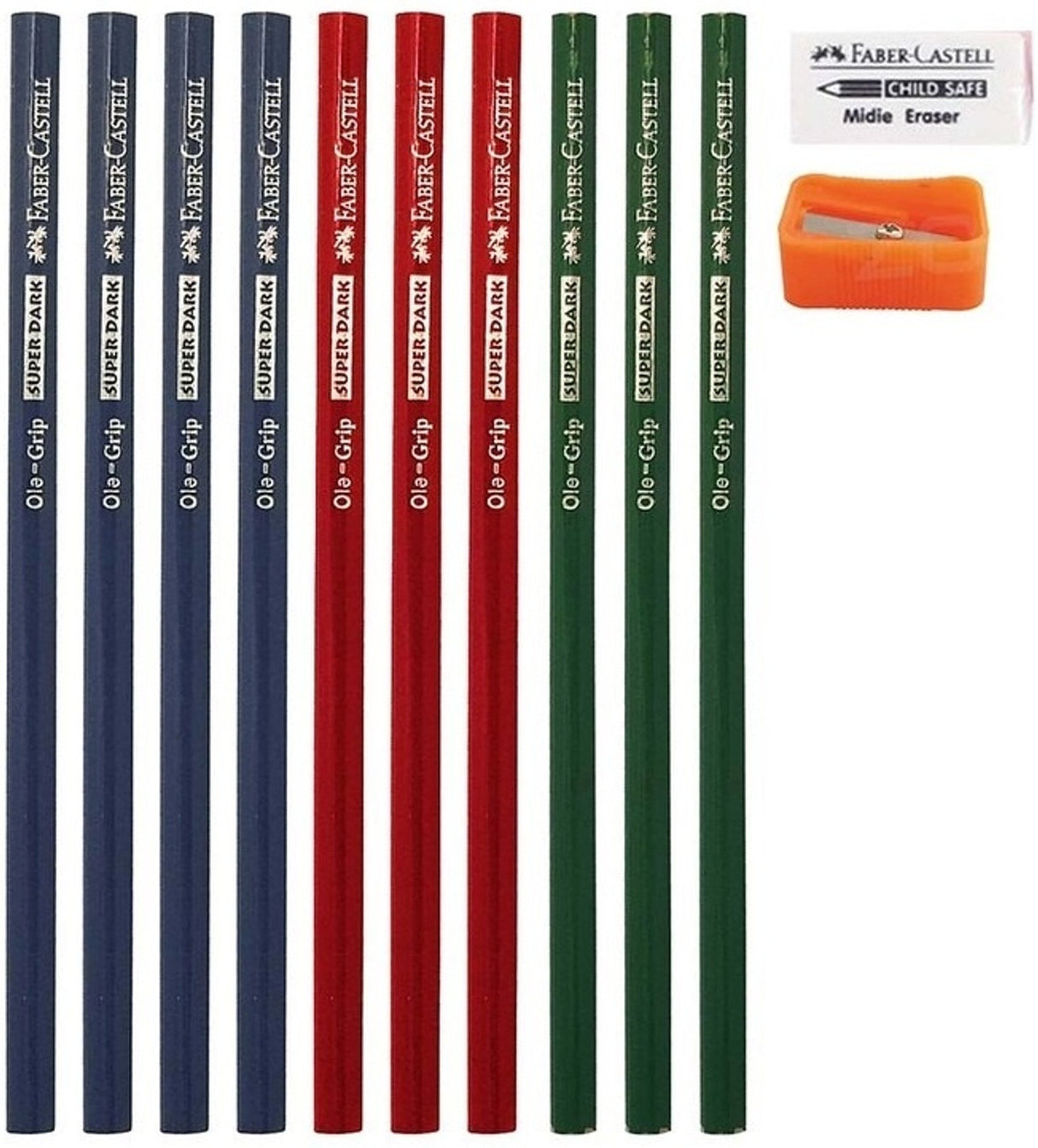 Faber Castell Ole Grip Pencils with Eraser and Sharpener