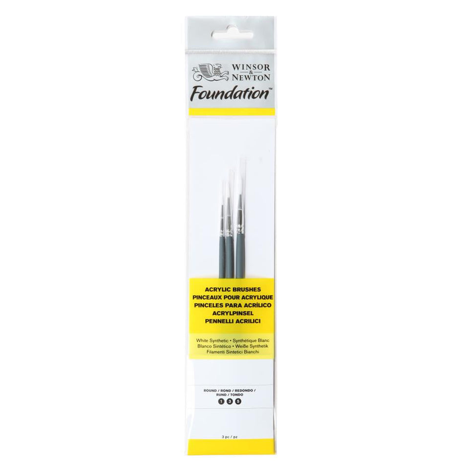 Winsor & Newton White Synthetic Short Handle Round Brush Set of 3
