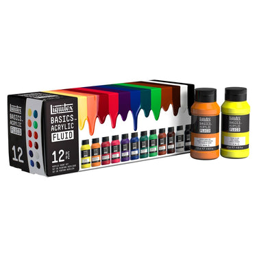 Liquitex Basics Fluid Acrylic Set 12 Colours x 118ml Bottles