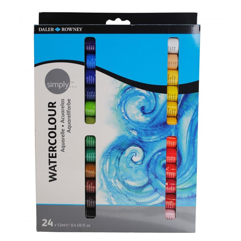 Daler Rowney Simply Watercolour Paint Set 24 x 12ml