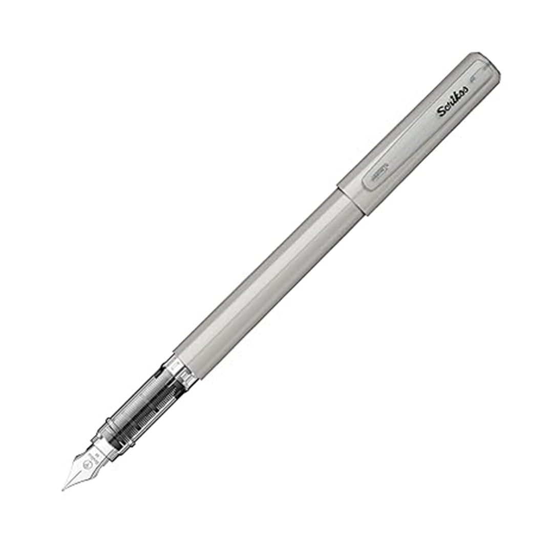 Scrikss Primeo Medium Nib Fountain Pen | 3 Cartridges Included | Stainless Steel Nib & ABS Body | Grey | in Blister Pack 7 Scrikss