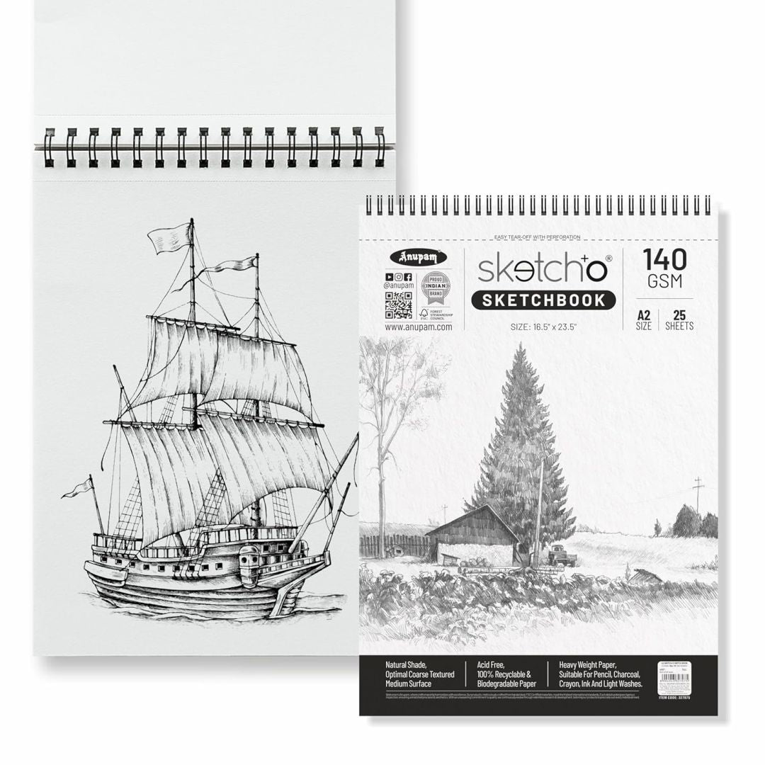 Anupam SketchO Soft Cover A2 140 GSM Wiro 25 Sheets