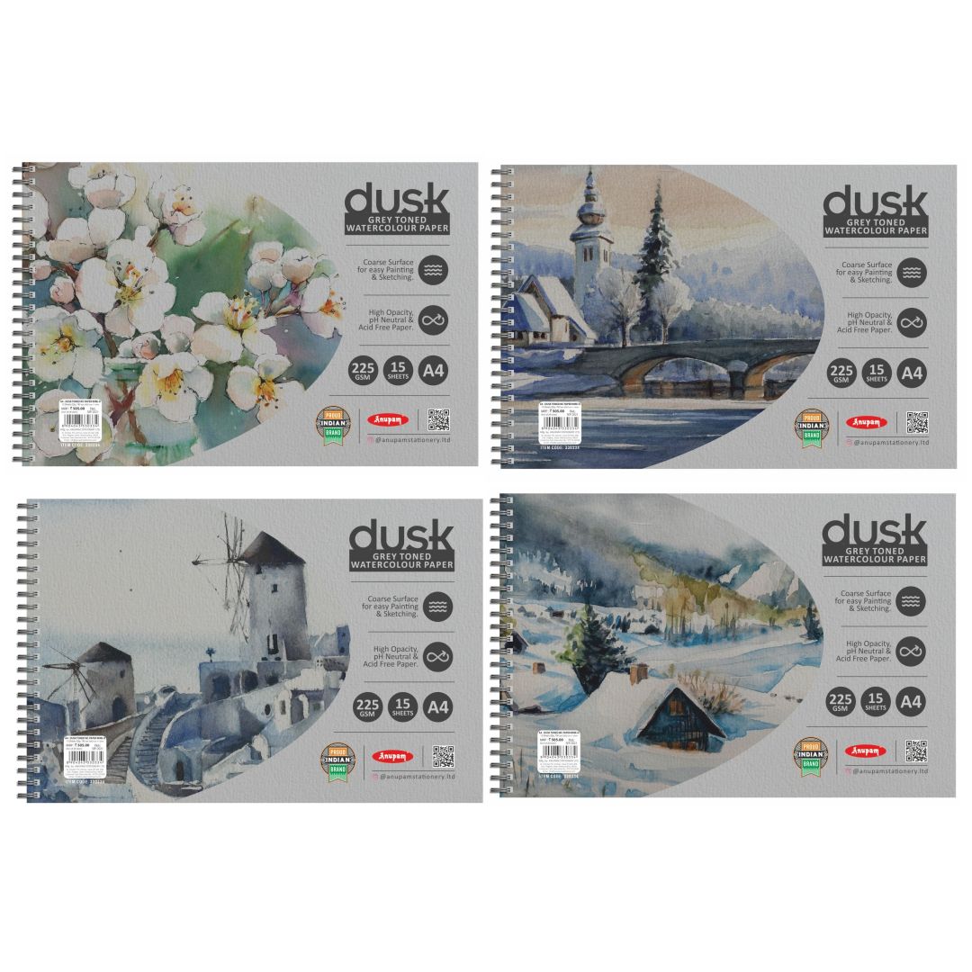 Anupam Dusk Grey Watercolour Pad A4 225 GSM Wiro