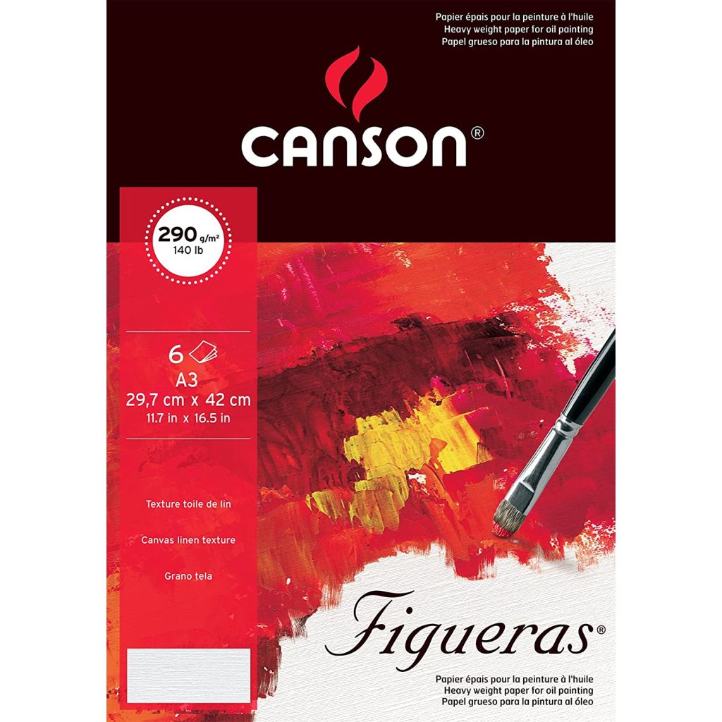 Canson Figueras Oil Paper - Canvas Grain 290 GSM - A3 - 6 Sheets Canson