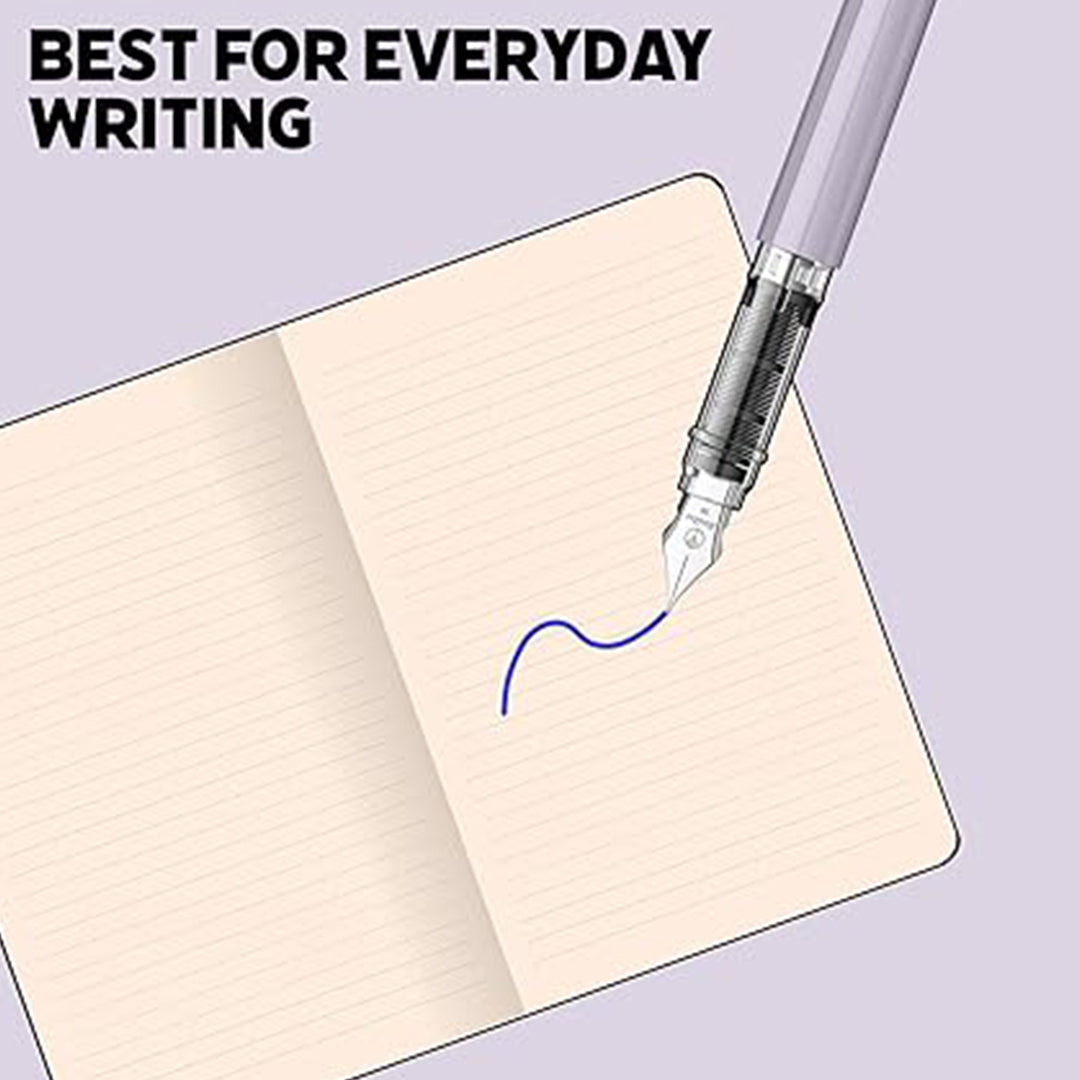 Scrikss Primeo Medium Nib Fountain Pen | 3 Cartridges Included | Stainless Steel Nib & ABS Body | Lilac | in Blister Pack Scrikss