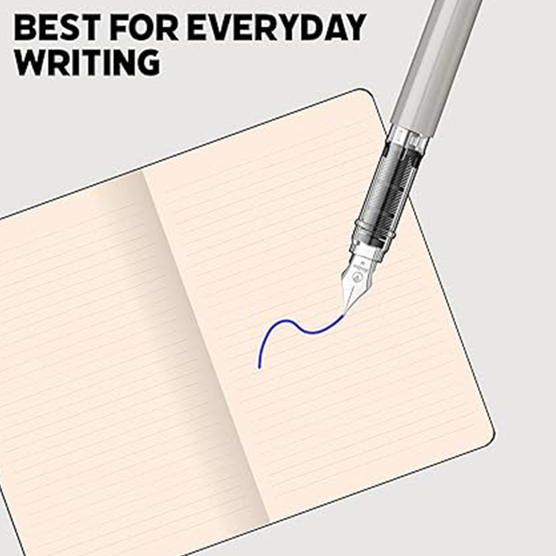 Scrikss Primeo Medium Nib Fountain Pen | 3 Cartridges Included | Stainless Steel Nib & ABS Body | Grey | in Blister Pack 7 Scrikss