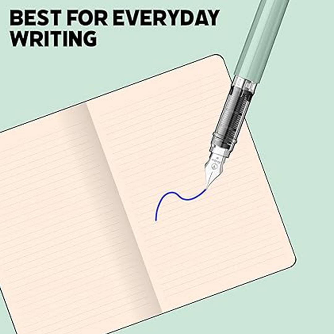 Scrikss Primeo Medium Nib Fountain Pen | 3 Cartridges Included | Stainless Steel Nib & ABS Body | Mint | in Blister Pack Scrikss