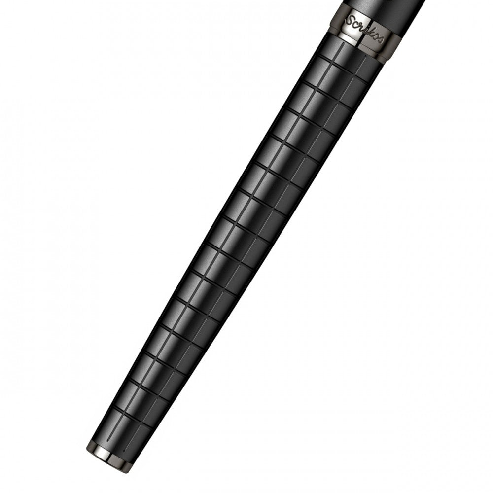 Scrikss | Honour 38 | Matt Black | Roller Ball Point Pen | Checkered Pattern Scrikss