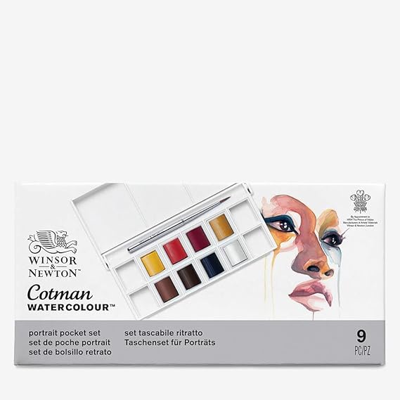 Winsor & Newton Cotman Portrait Pocket Set 8 Half Pans Brush