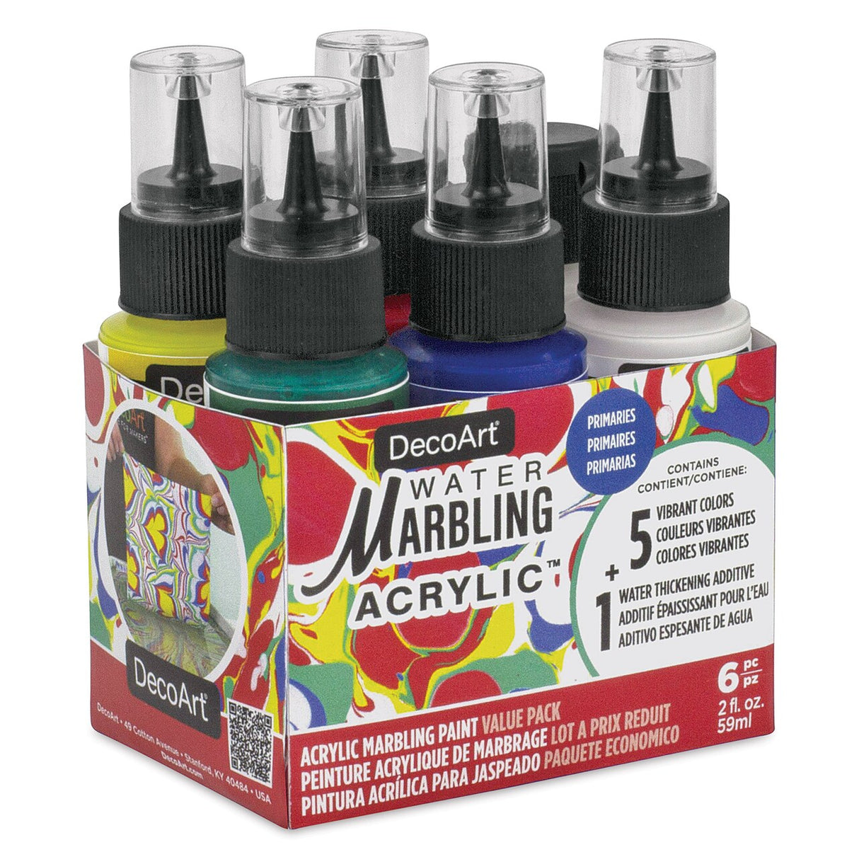 DecoArt Water Marbling Acrylic Paint Primaries Set of 6