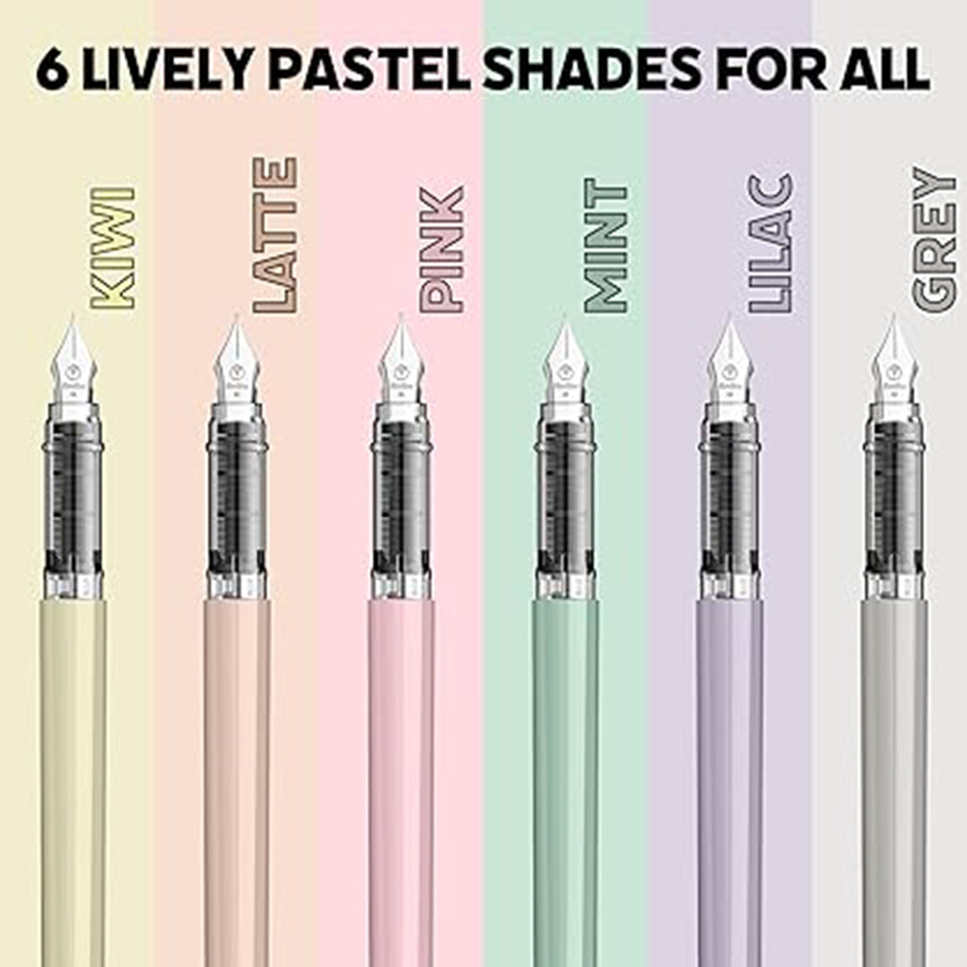 Scrikss Primeo Medium Nib Fountain Pen | 3 Cartridges Included | Stainless Steel Nib & ABS Body | Lilac | in Blister Pack Scrikss