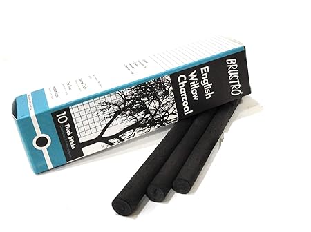 Brustro English Willow Charcoal Thick 10 Sticks 7–9mm Drawing