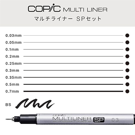 Copic Multiliner SP10A Set of 10 Pigment Ink Drawing Pens