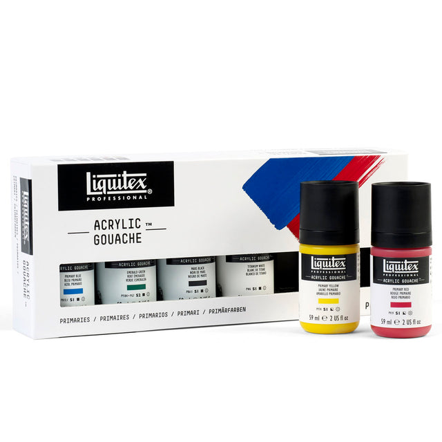 Liquitex Acrylic Gouache Set - Primaries (6x22ml & 6x59ml)
