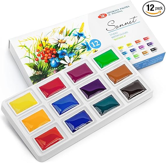 Sonnet Watercolor Paint Set 12 Pans Floral Botanical Painting