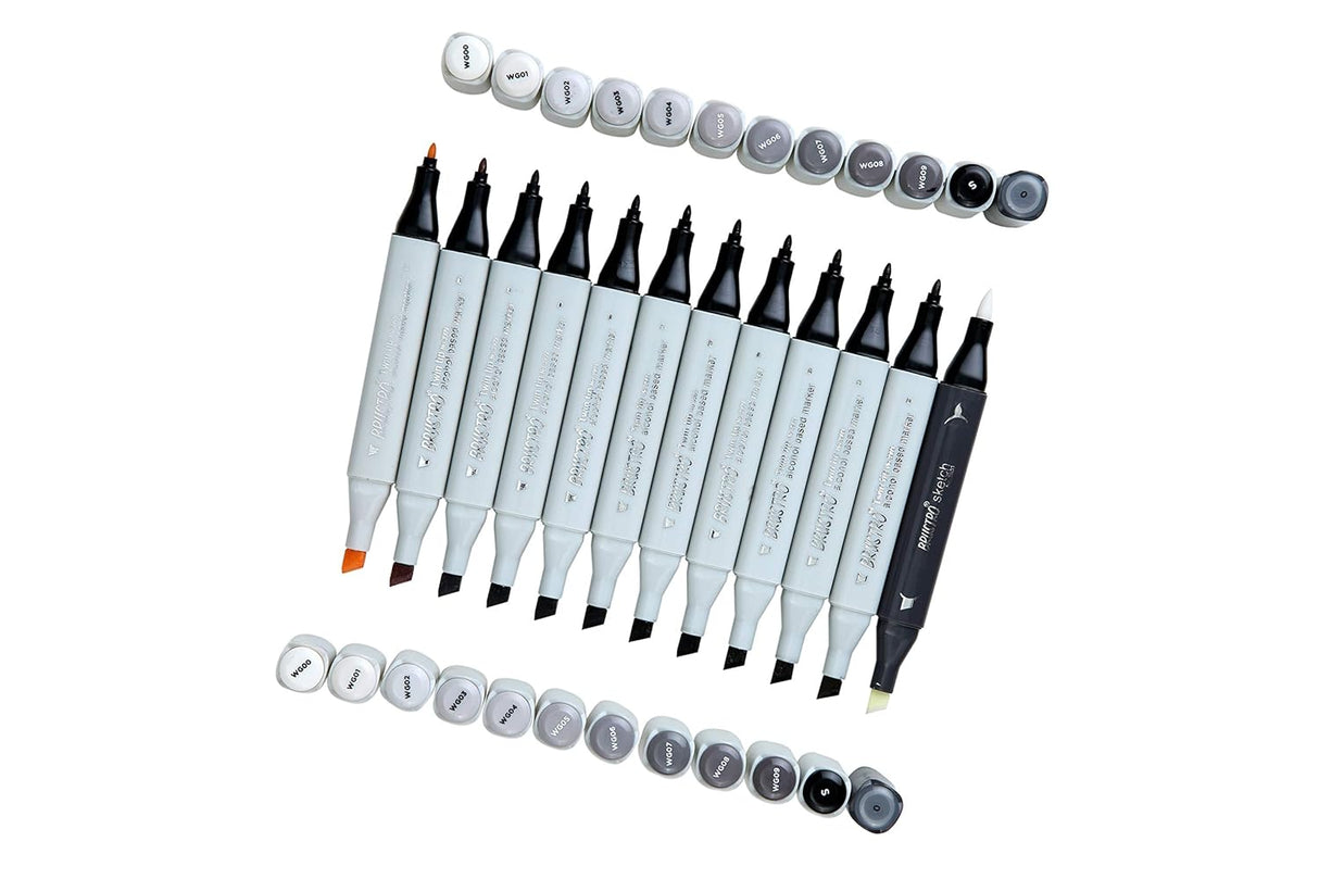 Brustro Twin Tip Alcohol Marker Set 12 Warm Greys Broad & Fine