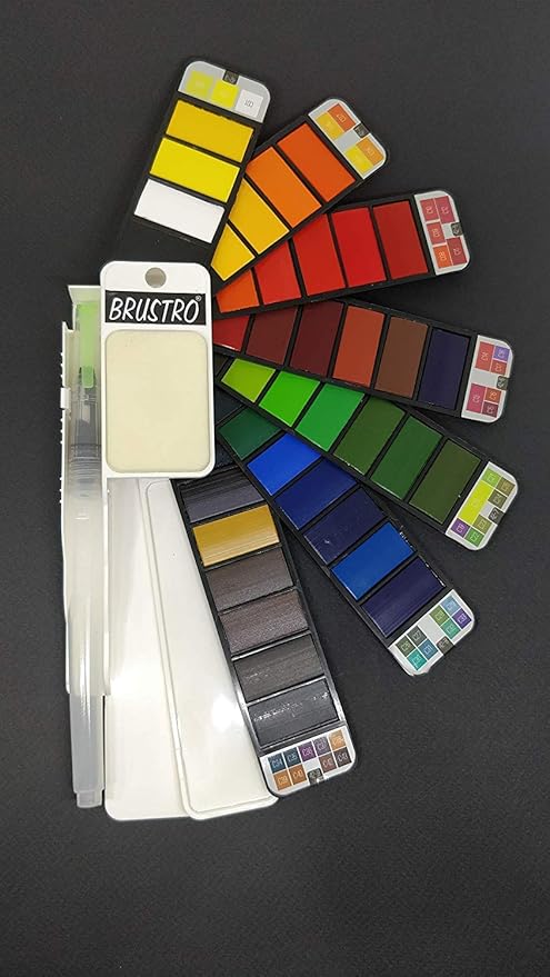 Brustro Watercolour Pan Set 42 Colours with Brush & Palette