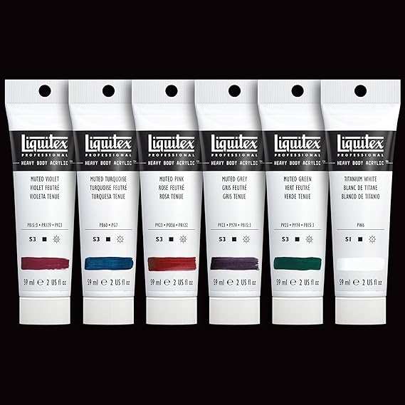 Liquitex Heavy Body Acrylic Muted Set + White 6 x 59ml