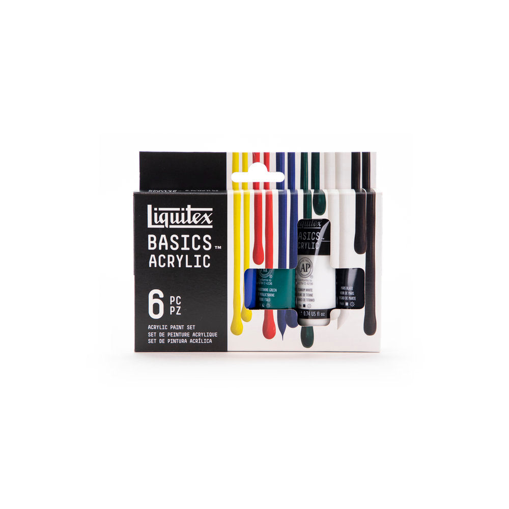 Liquitex Basics Acrylic Paint Set - Primary Colours - 6 x 22ml