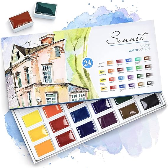 Sonnet Studio Watercolours Paint Set 24 Colors Nevskaya Palitra
