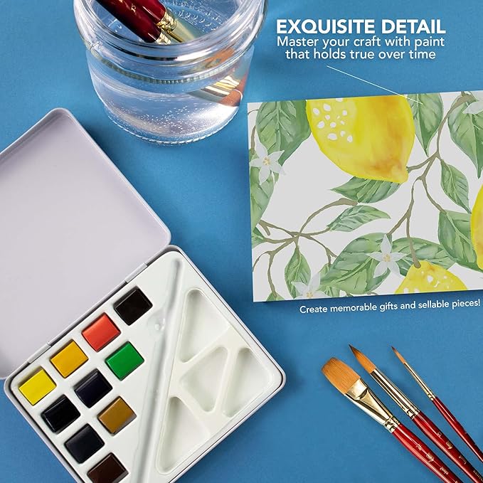 Daler Rowney Aquafine Mini Watercolour Travel Tin - 10 Half Pan