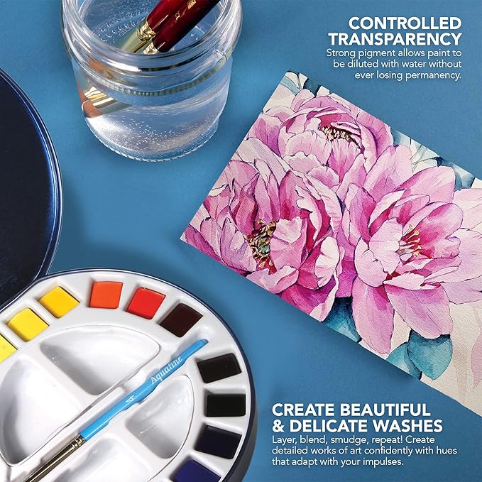 Daler Rowney Aquafine Watercolour Travel Tin - 18 Half Pans