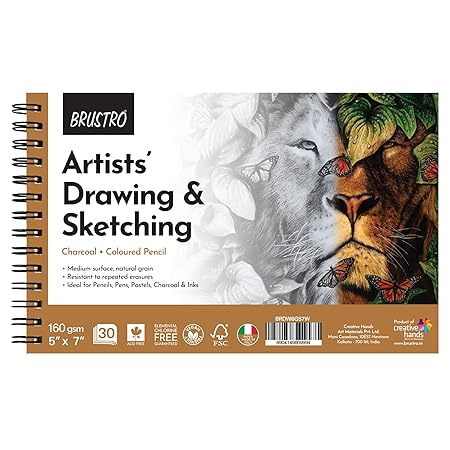 Brustro Drawing Sketch Pad 5x7 Inch 160 GSM 30 Sheets Wiro Bound