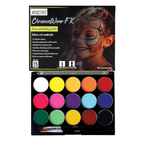 Brustro ChromaWear FX Face Body Paint Set 15 Colours 25g