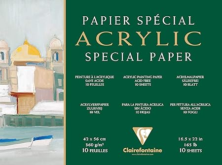 Clairefontaine Acrylic Paper Pad 30x40cm 360gsm 10 Sheets