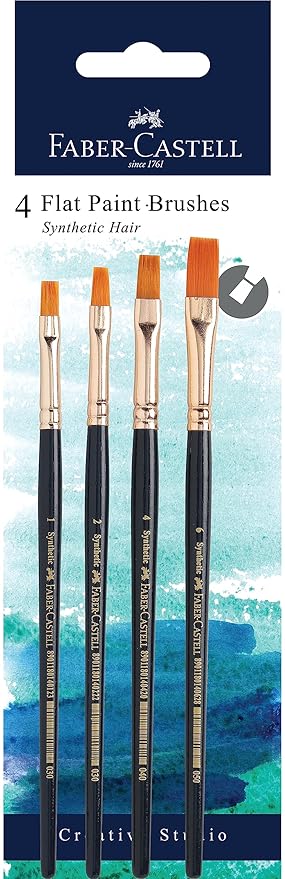 Faber Castell Synthetic Hair Flat Assorted Paint Brush Set of 4