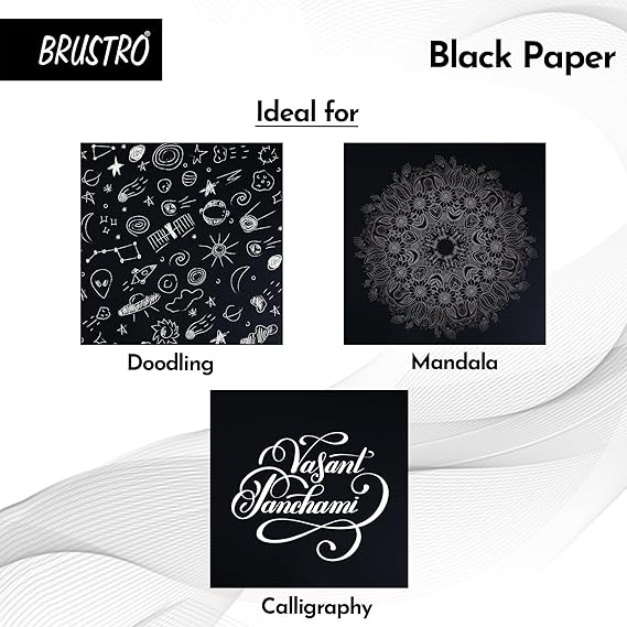 Brustro Black Paper A4 200 GSM 30 Sheets Drawing Pack