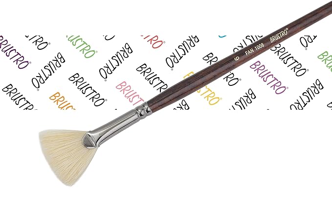 Brustro Bristle White Fan Brush Series 1008 Size 6