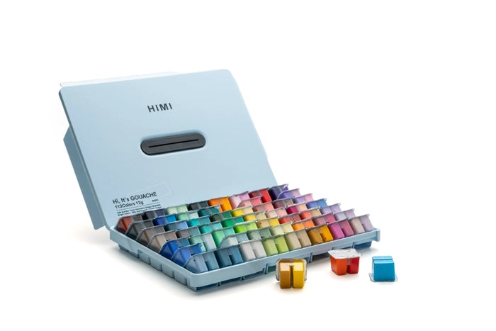 HIMI Gouache Paint Set 112 Colours Twin Cups 12g Ice Blue