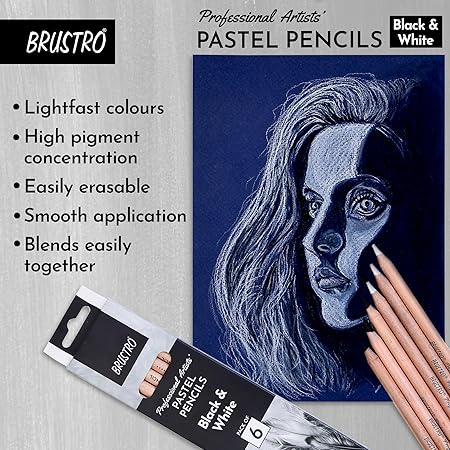 Brustro Pastel Colored Pencils Set of 6 Black & White