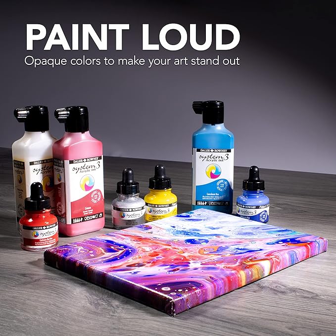 Daler Rowney System3 Acrylic Ink Intro Set with FW Marker - Set of 6 Daler Rowney