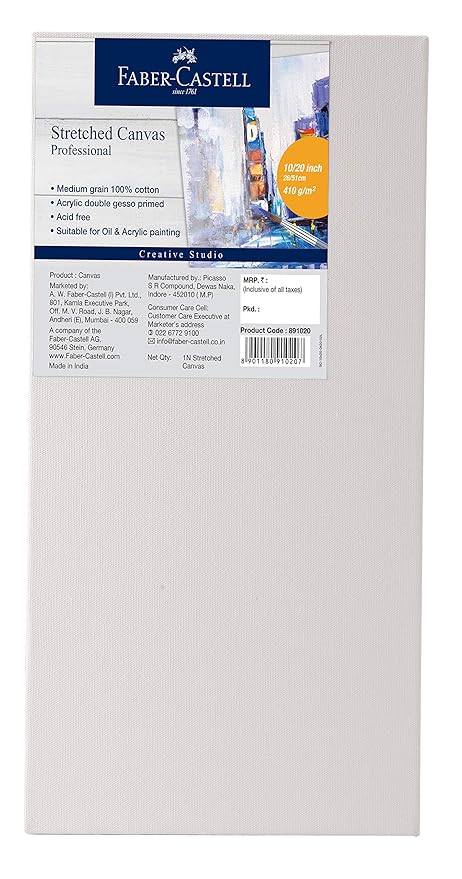 Faber-Castell Art Stretched Canvas Board 100% Cotton 10 x 20