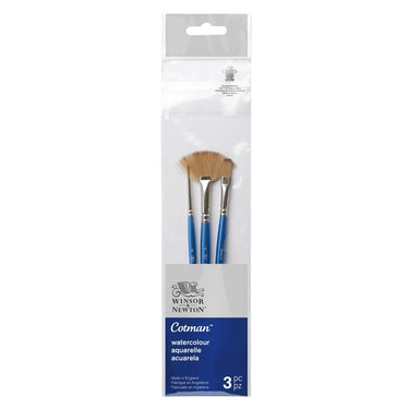 Winsor & Newton Cotman Synthetic Hair Short Handle Brush Set – Assorted Pack of 3 (Set 3)