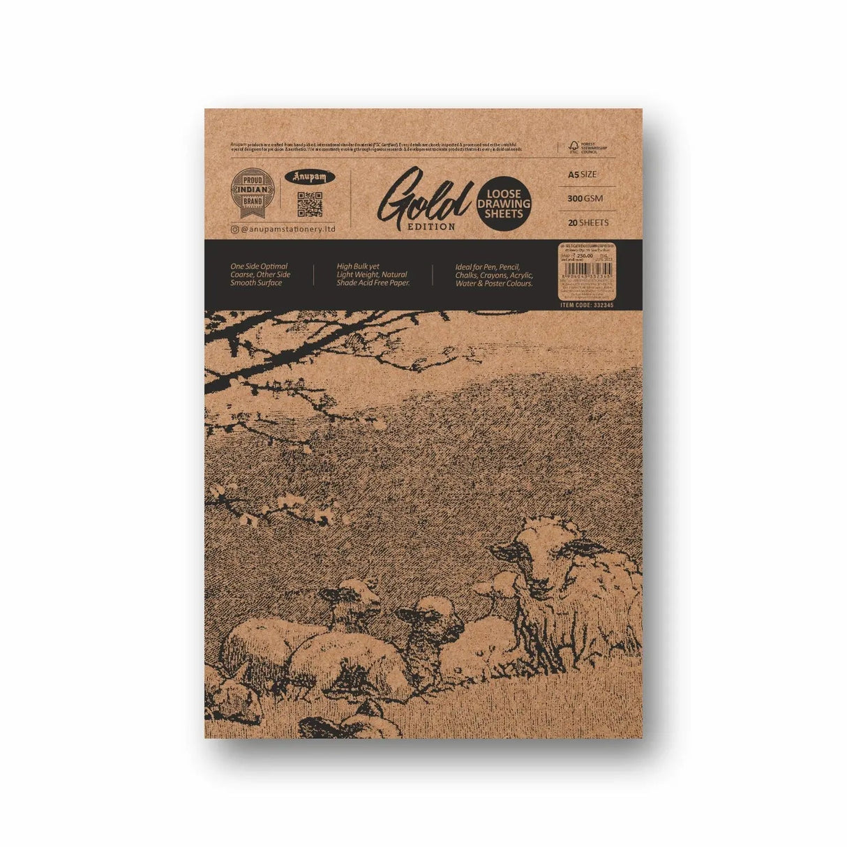 Anupam Drawing Paper Gold Edition Sketching Paper - 300 GSM (Loose Sheet ) Anupam