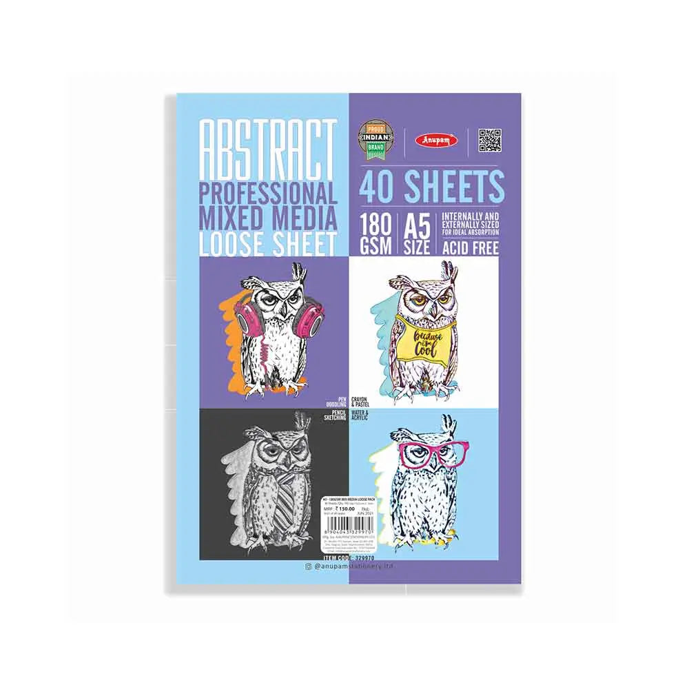 Anupam Mix Media Paper Abstract Loose Sheets 180 GSM - 300 GSM Anupam