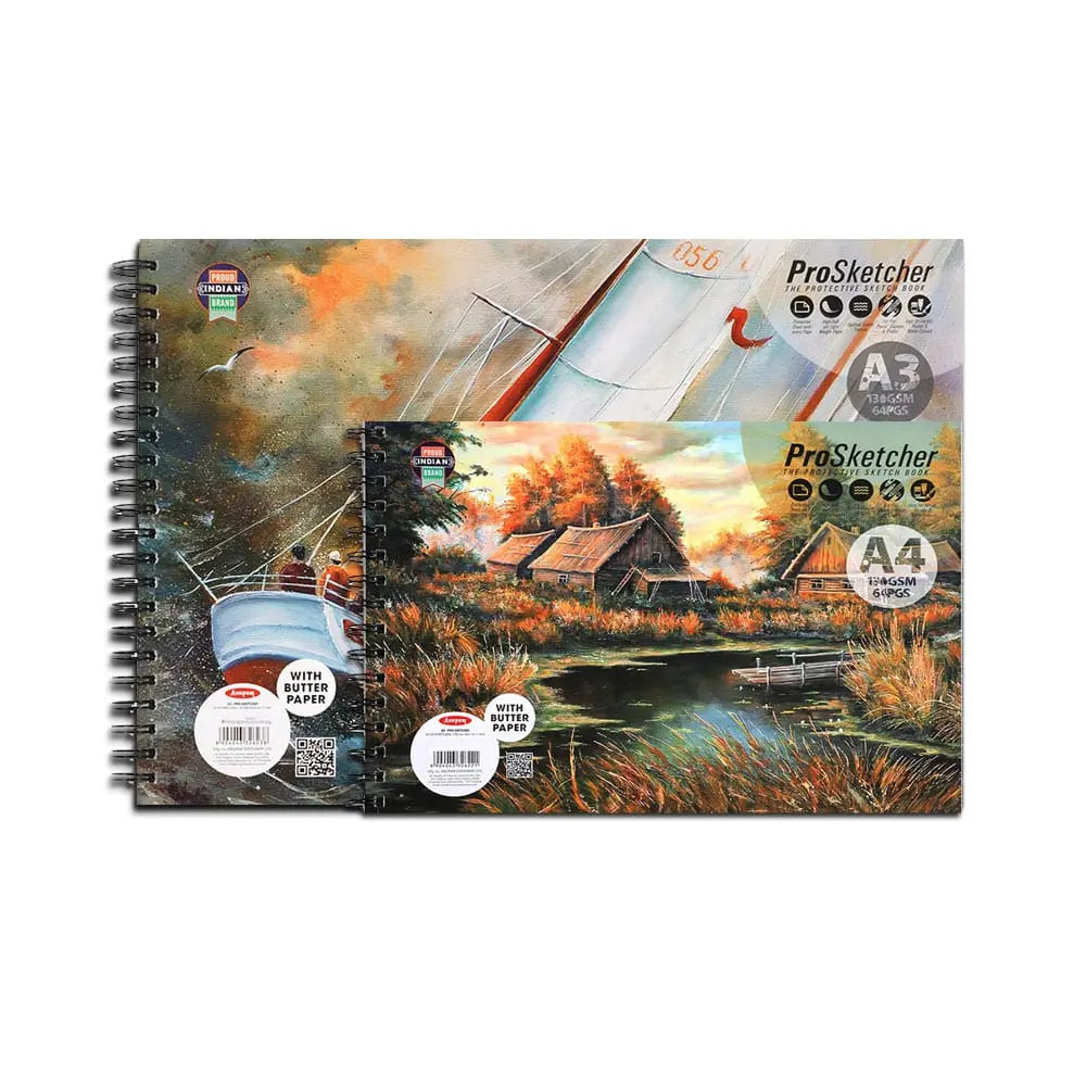 Anupam Pro Sketcher Sketch Book - Wireo Binding Book  -140 GSM with Butter Paper Anupam