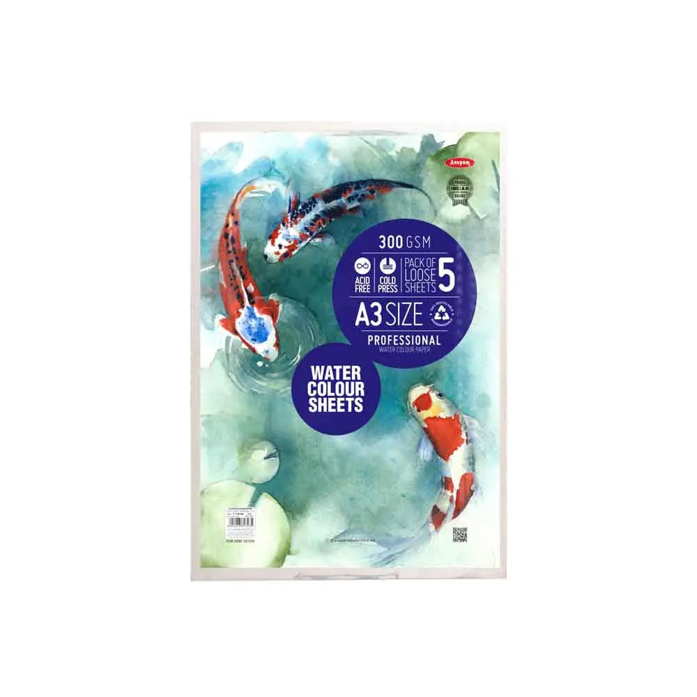 Anupam Watercolour Paper Loose Sheets 200 and 300 GSM Cold Pressed Anupam