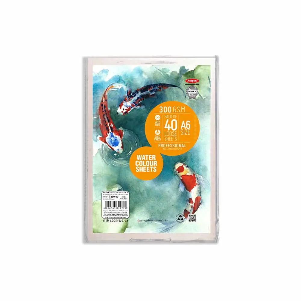 Anupam Watercolour Paper Loose Sheets 200 and 300 GSM Cold Pressed Anupam