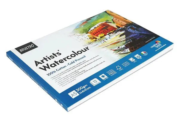 Brustro Artist 100% Cotton Watercolour Pad Cold Pressed 300 GSM -12 Sheets Brustro