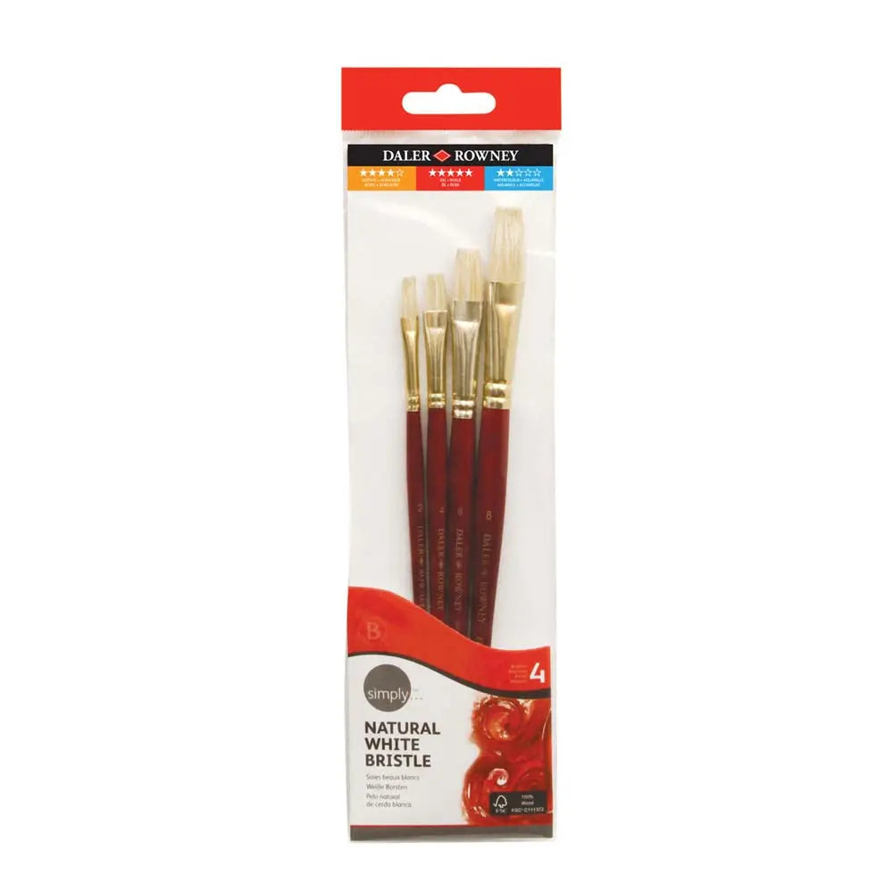 Daler Rowney Simply Short Handle Oil Brush Set Of 4 Brushes Daler Rowney