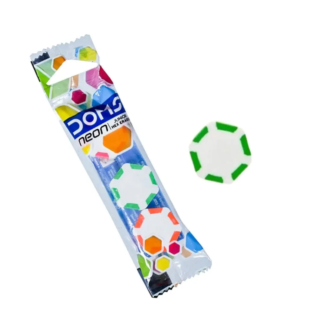 Doms Neon Junior Hex Eraser Pack of 2 Doms