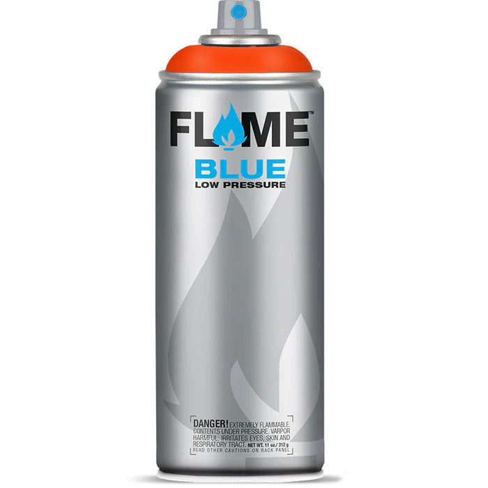Flame Blue Spray Paint 400ml - Warm Tones - Front View Of Fluo Orange