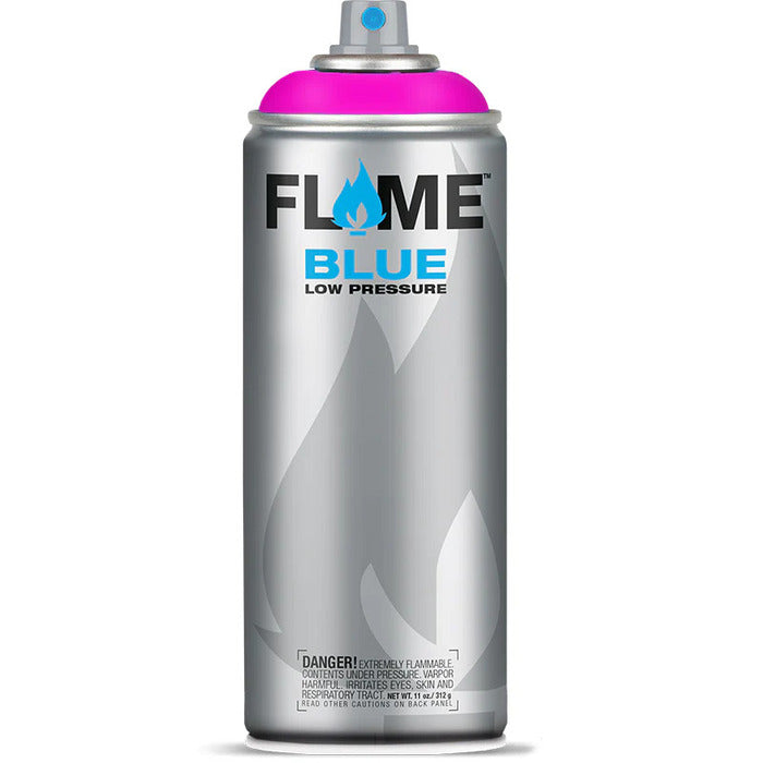 Flame Blue Spray Paint 400ml - Warm Tones - Front View Of Fluo Pink