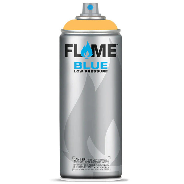 Flame Blue Spray Paint 400ml - Warm Tones - Front View Of Melon Yellow