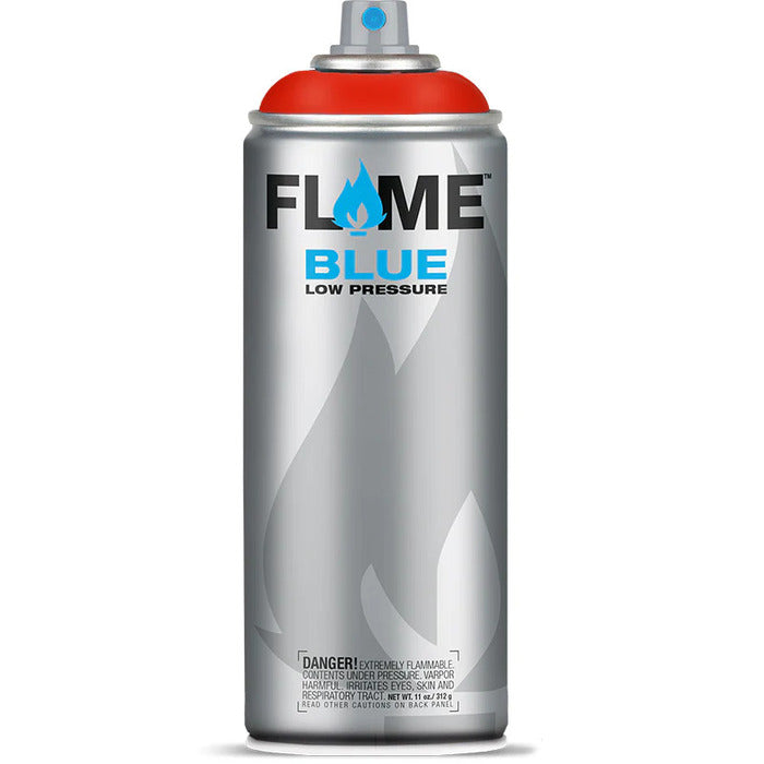 Flame Blue Spray Paint 400ml - Warm Tones - Front View Of Red Orange